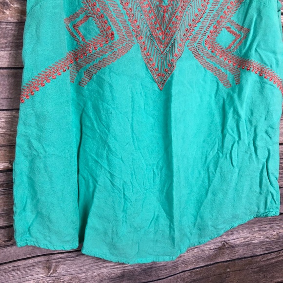Umgee aqua coral embroidered sleeveless top - Picture 5 of 6